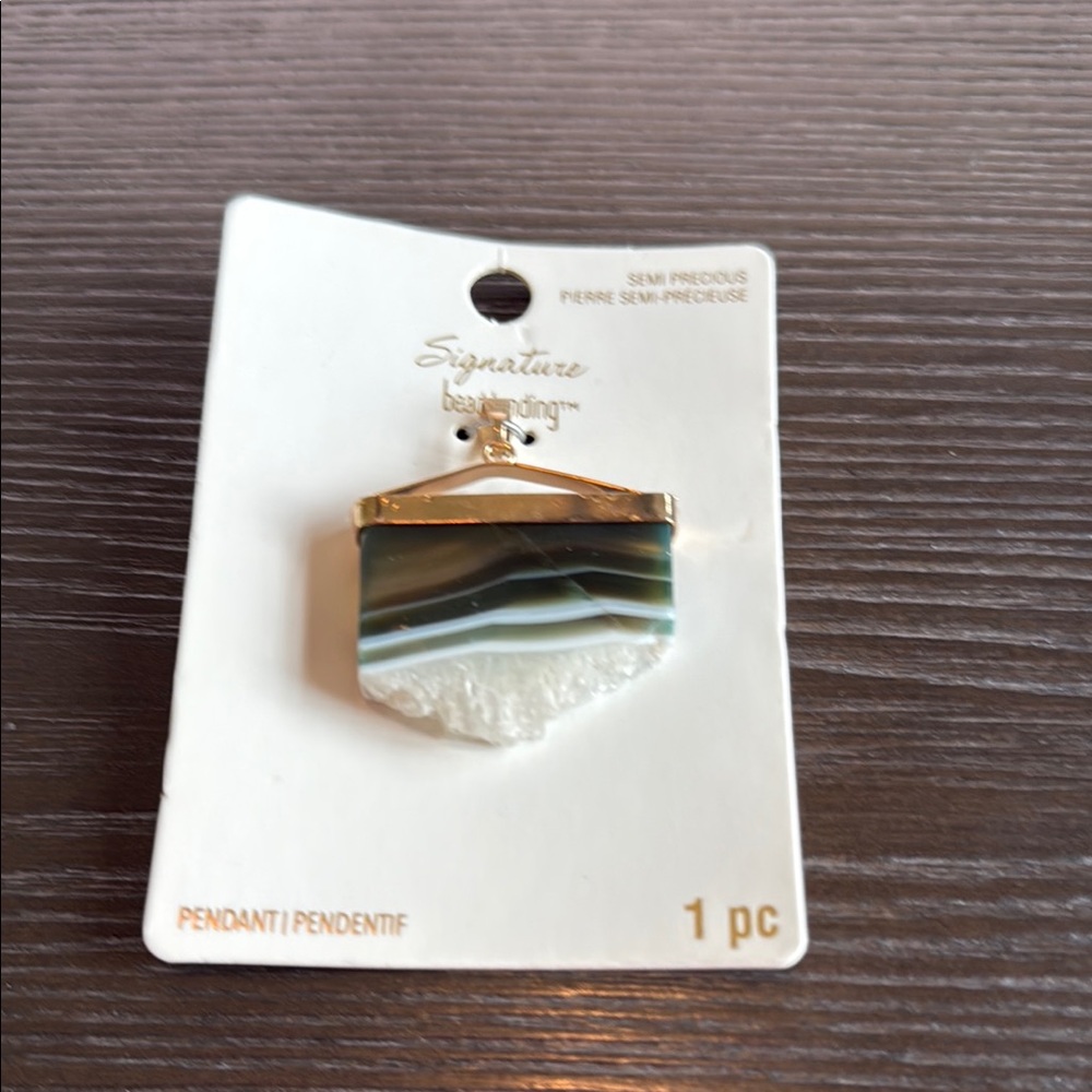 Agate Slice and Rose Gold Necklace